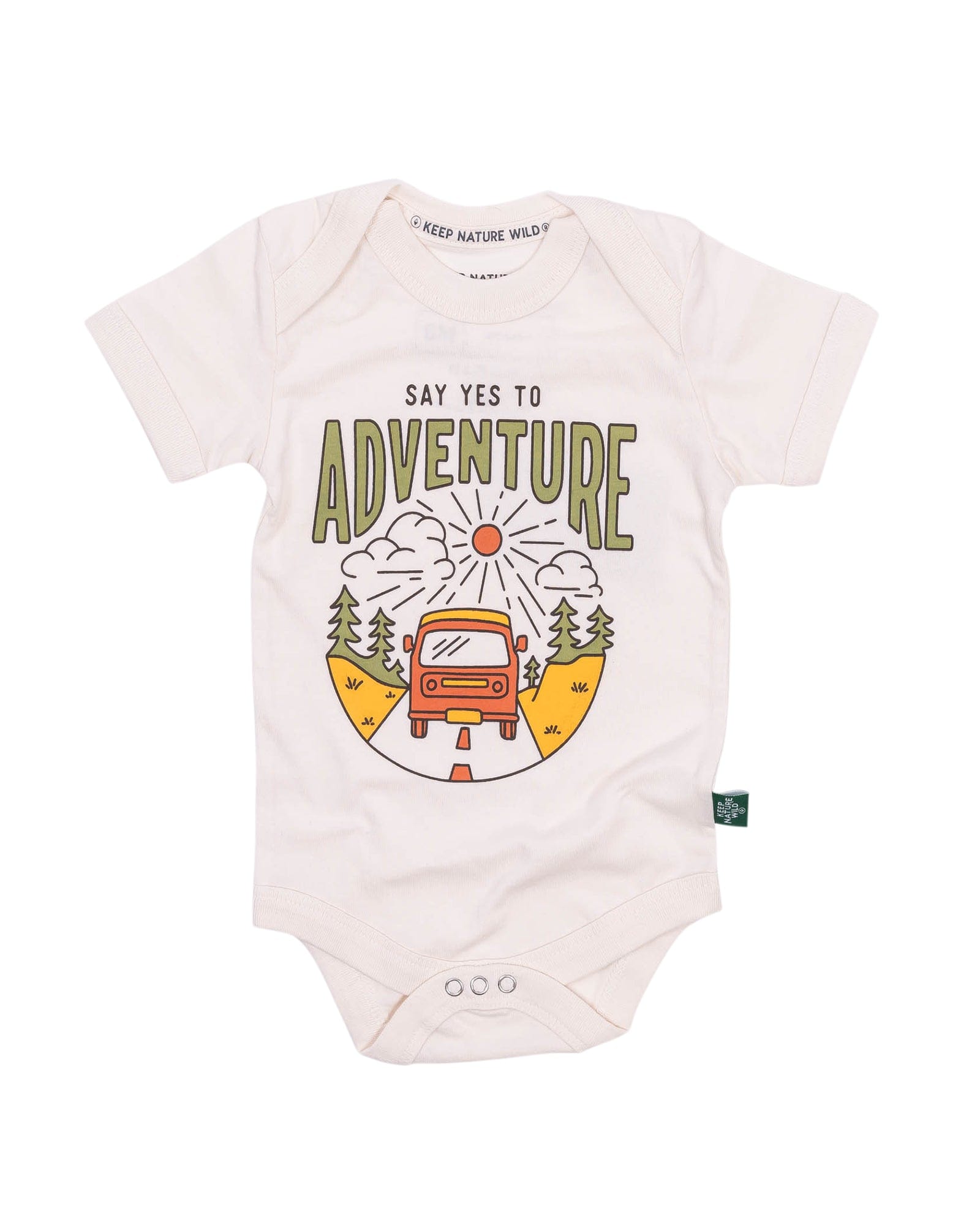 Keep Nature Wild Kids Say Yes to Adventure Baby Bodysuit | Heather Natural