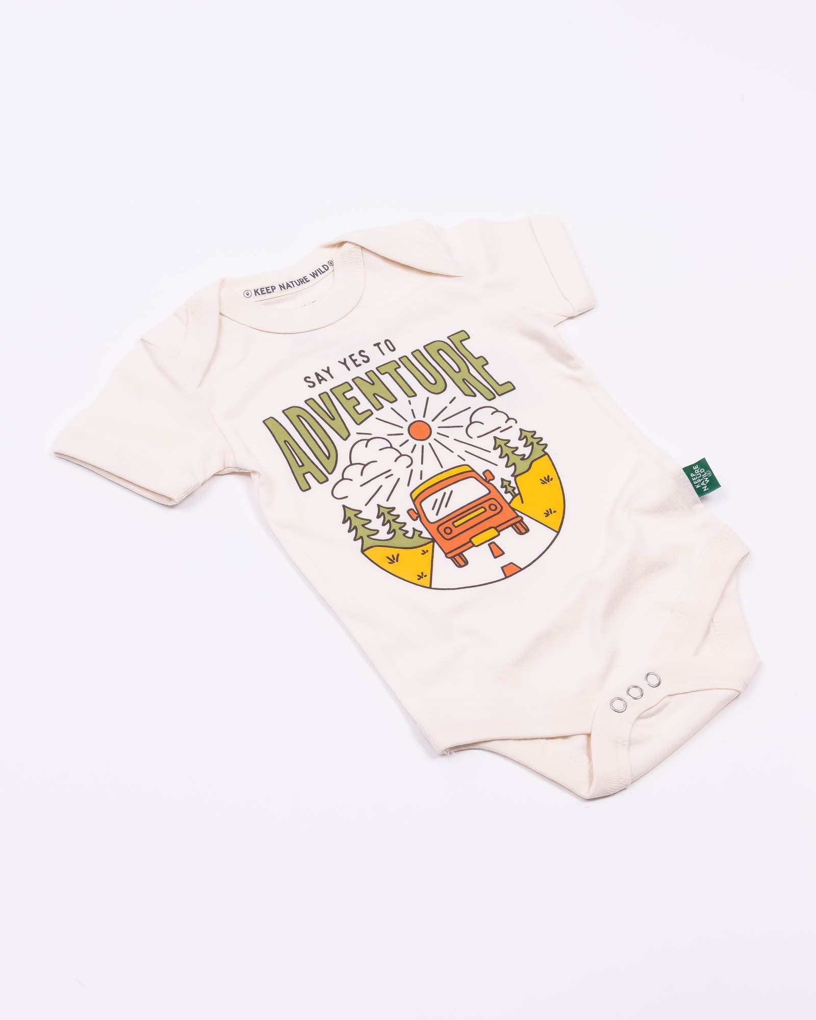 Keep Nature Wild Kids Say Yes to Adventure Baby Bodysuit | Heather Natural