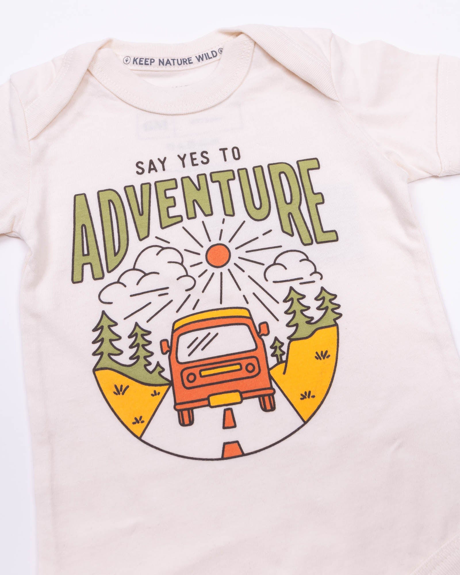 Keep Nature Wild Kids Say Yes to Adventure Baby Bodysuit | Heather Natural