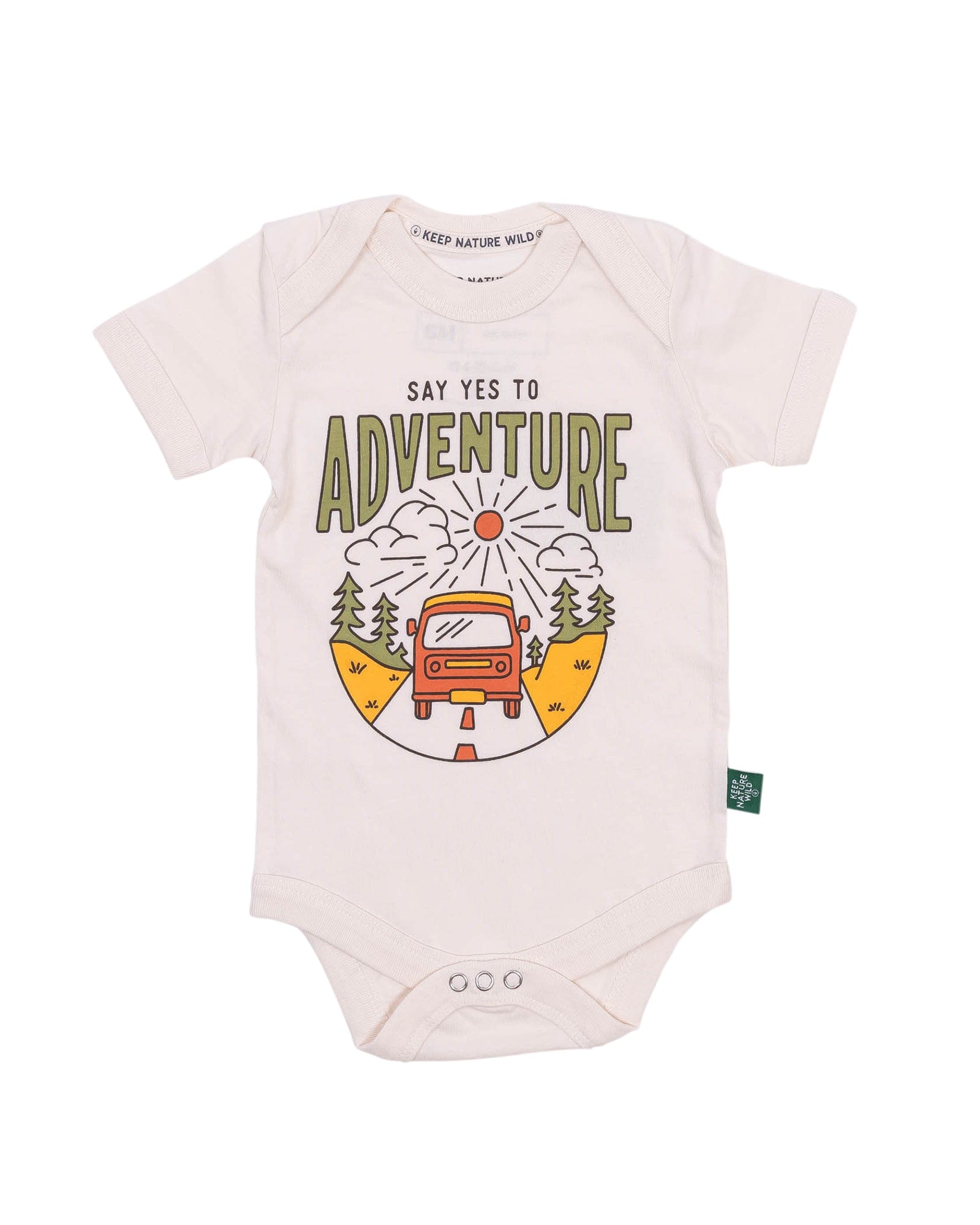 Keep Nature Wild Kids Say Yes to Adventure Baby Bodysuit | Heather Natural