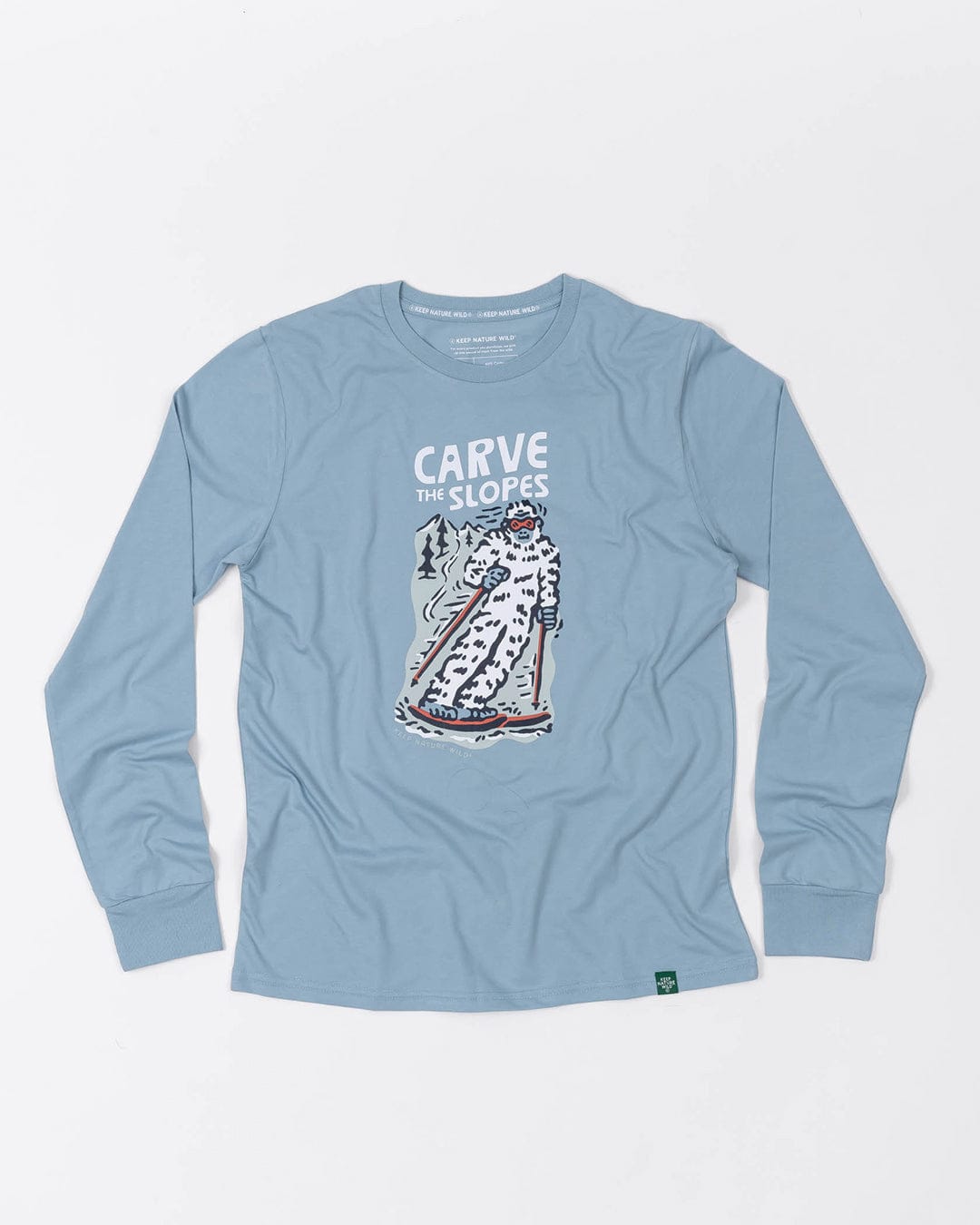 Keep Nature Wild Long Sleeve Skiing Sasquatch Unisex Long Sleeve Shirt | Morning Mist