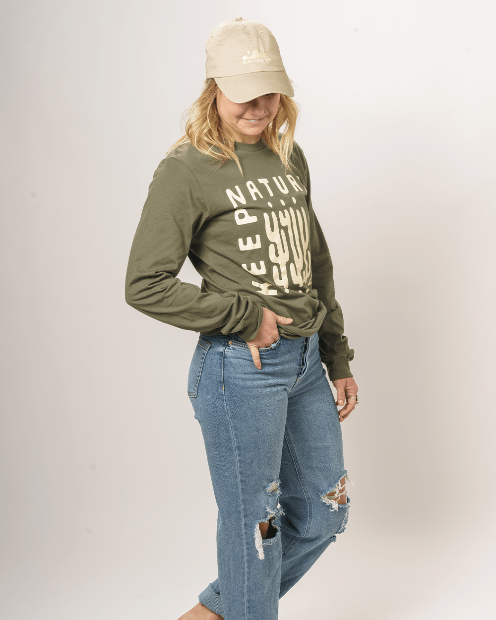 Keep Nature Wild Long Sleeve Cactus Buds Unisex Long Sleeve | Olive