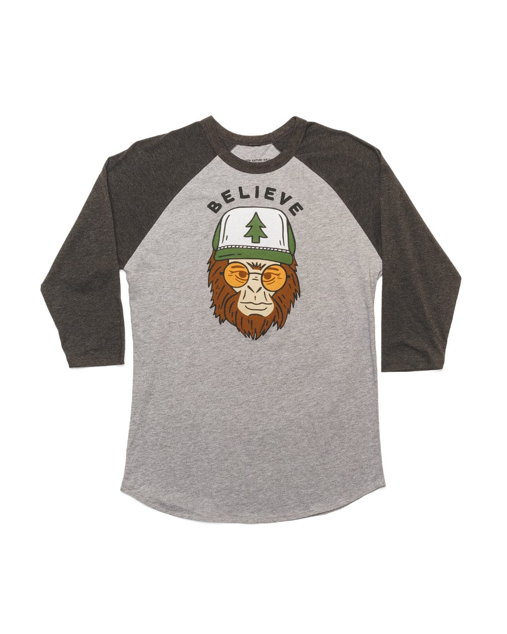 Keep Nature Wild Long Sleeve Clyde the Sasquatch Unisex 3/4 Tee | Charcoal