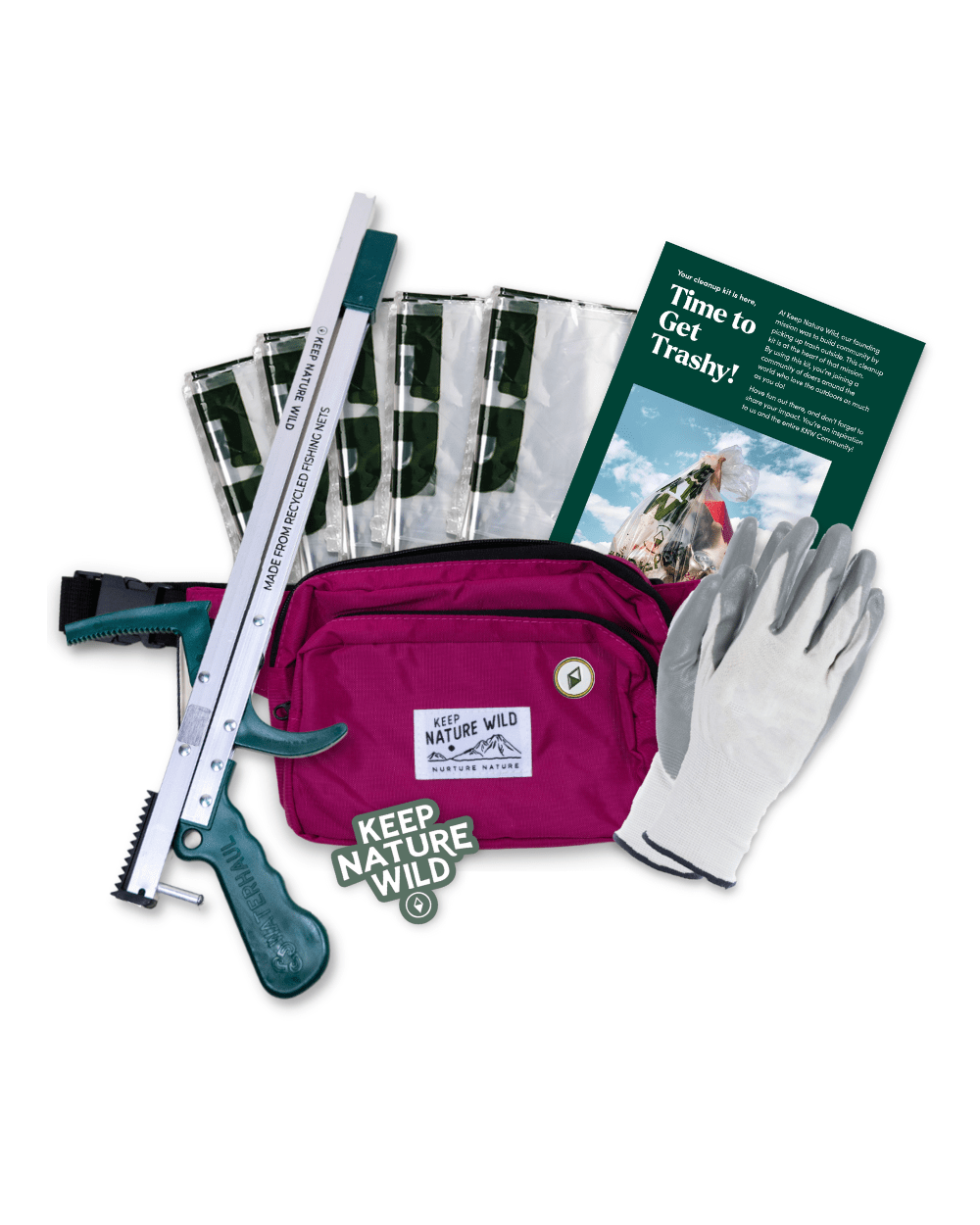 Keep Nature Wild Cleanup Kit Fuchsia / 42" Regular Strap Deluxe Recycled Fanny Pack Cleanup Kit