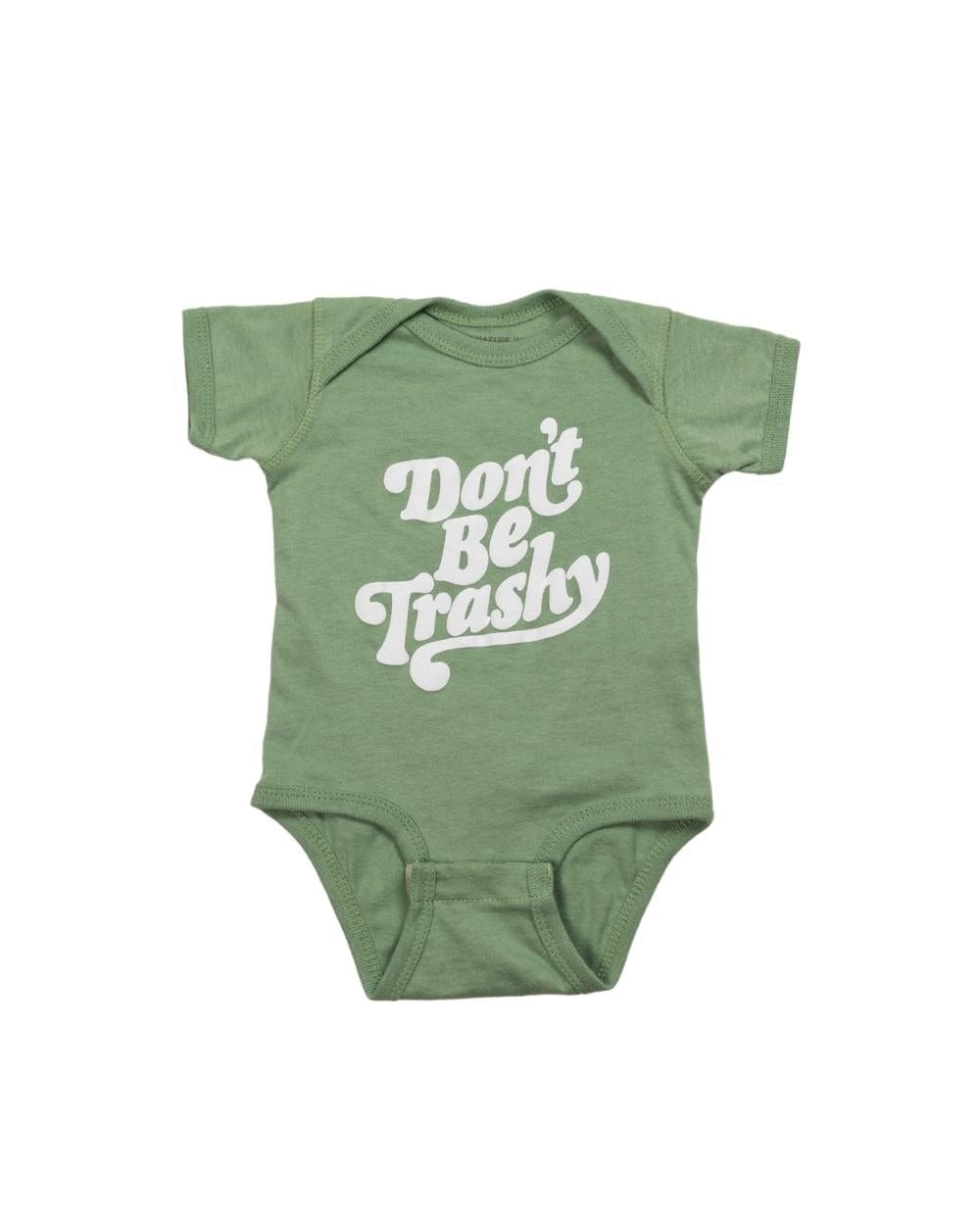 Keep Nature Wild Kids Don't Be Trashy Retro Onesie | Sage