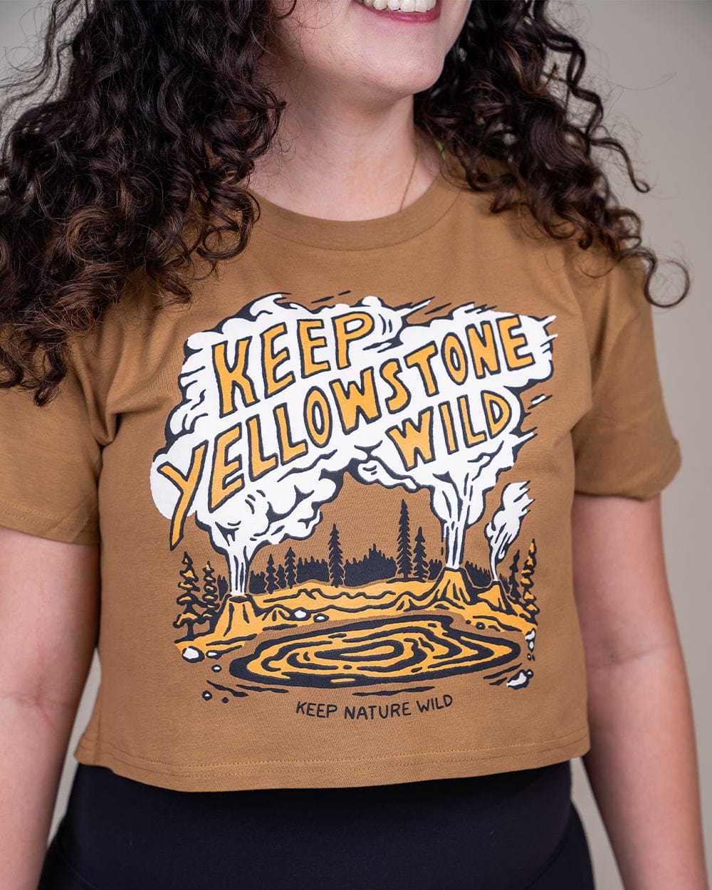 Keep Nature Wild Tank Keep Yellowstone Wild Women's Crop Top | Camel
