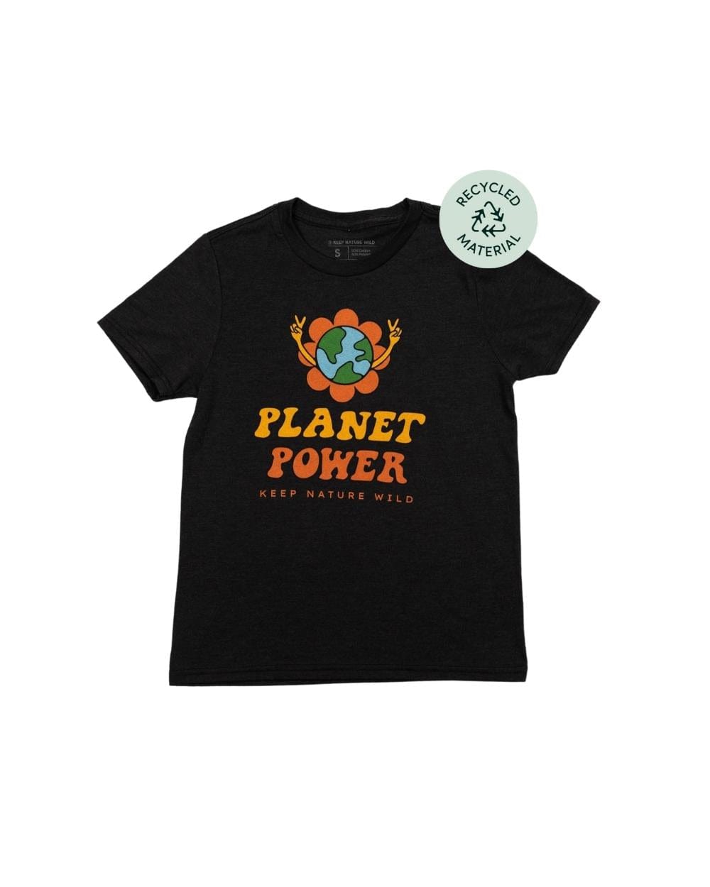 Keep Nature Wild Kids Planet Power Recycled Youth Tee | Heather Black
