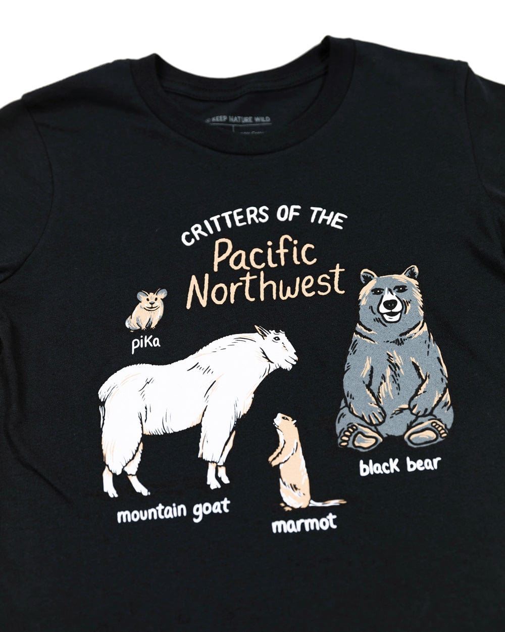 Keep Nature Wild Kids PNW Critters Youth Tee | Black