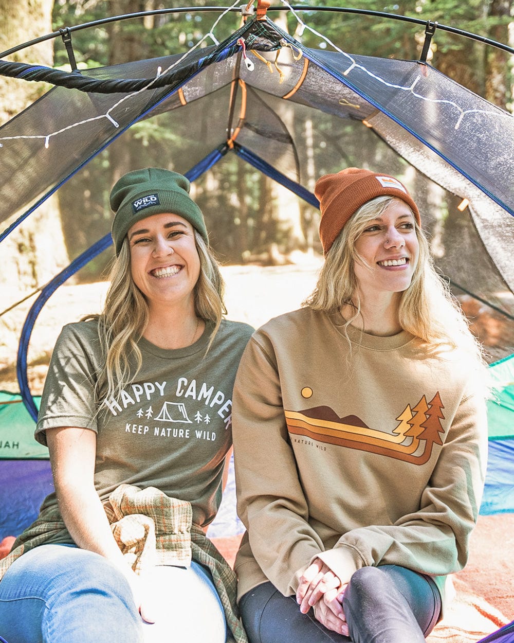 Keep Nature Wild Outerwear Retro Pines Unisex Pullover | Sandstone