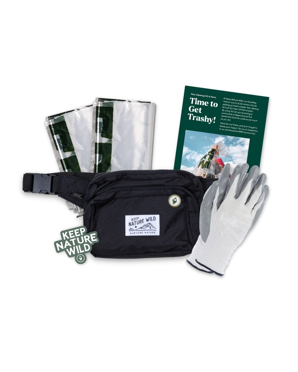 Keep Nature Wild Cleanup Kit Black / 42" Regular Strap Standard Recycled Fanny Pack Cleanup Kit