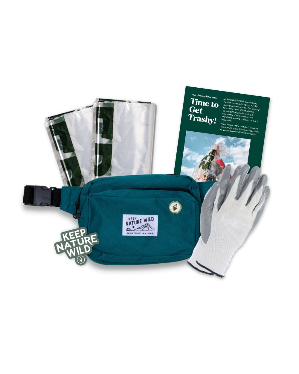 Keep Nature Wild Cleanup Kit Teal / 42" Regular Strap Standard Recycled Fanny Pack Cleanup Kit