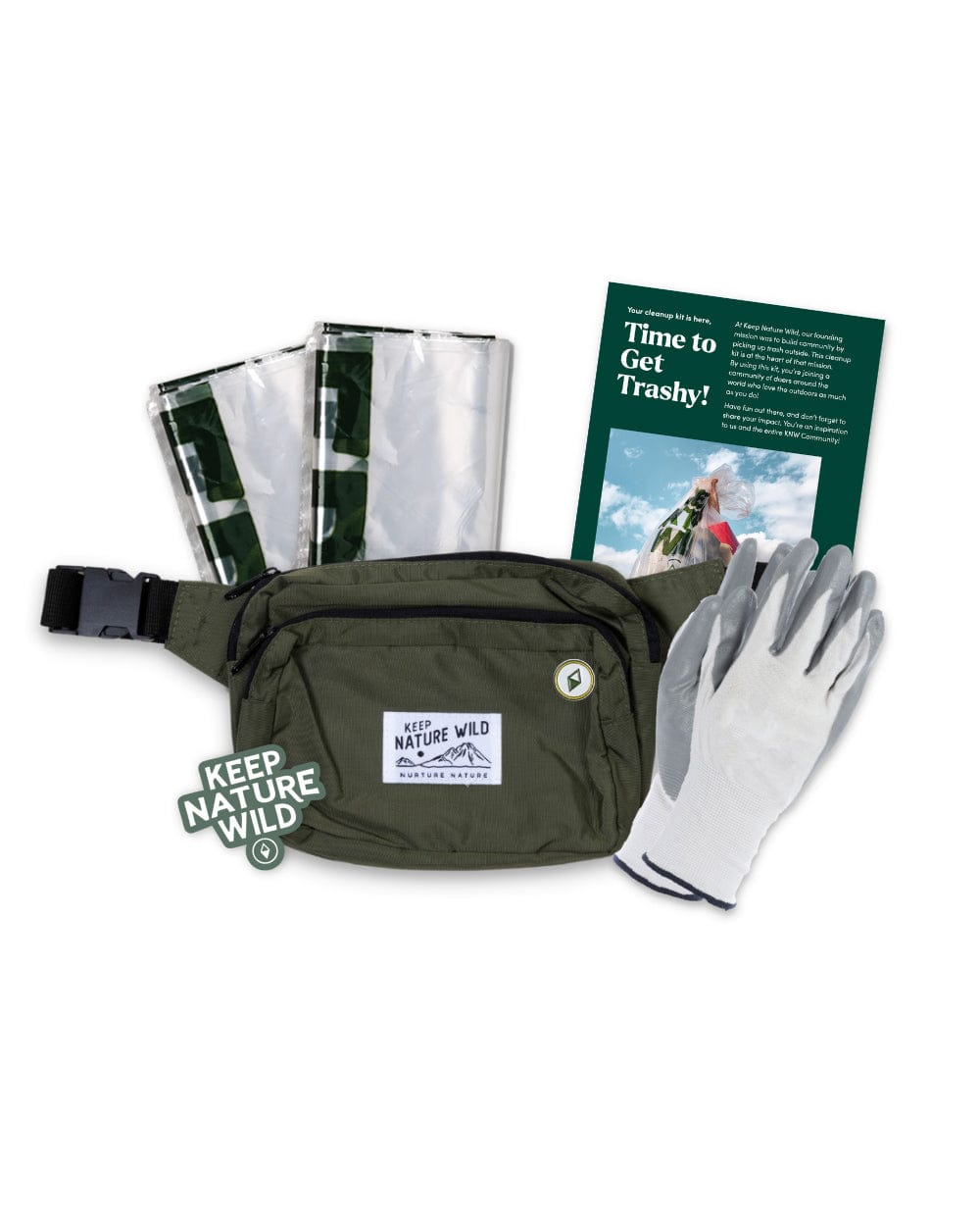 Keep Nature Wild WKA Gear Dark Olive / 42" Regular Strap Standard Recycled Fanny Pack Cleanup Kit (WKA Gear)