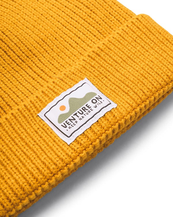 Keep Nature Wild Beanie Venture On Mountain Range Recycled Knit Beanie | Mustard