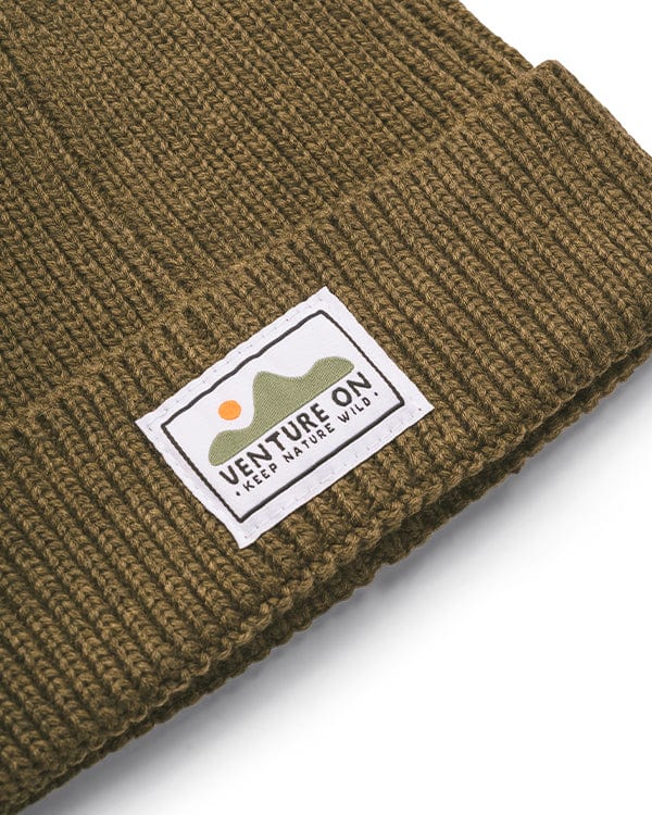 Keep Nature Wild Beanie Venture On Mountain Range Recycled Knit Beanie | Olive